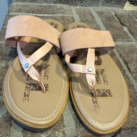 SOREL Ella II Women's 9 Easy Slip On Thong Flip Flop Sandals Peach Pink - Picture 4 of 16